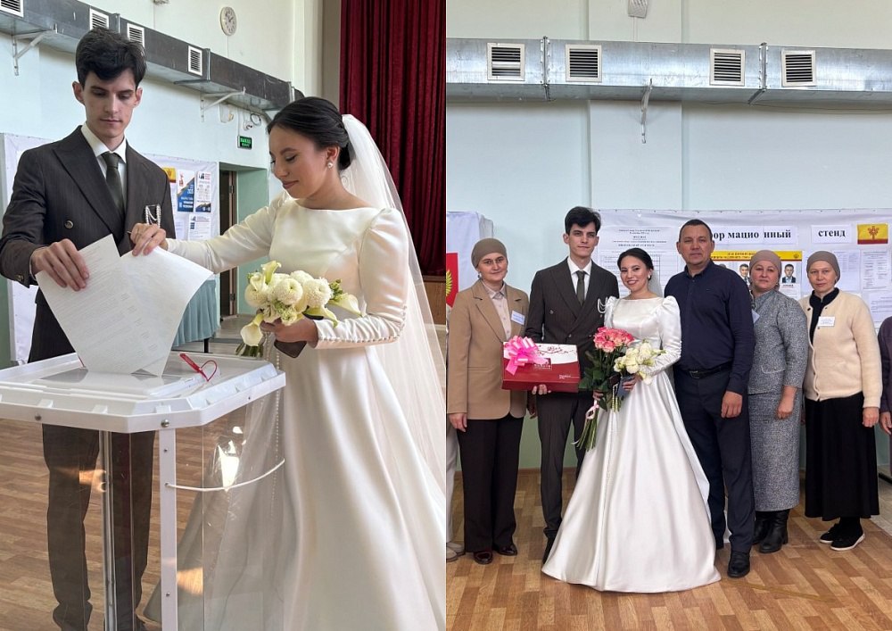 В Комсомольском муниципальном округе в день своей свадьбы избирательный участок посетили молодожёны