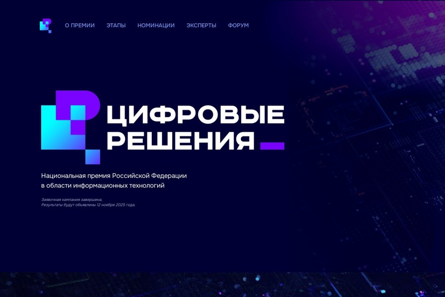 Почти 1,3 тыс. заявок поступило на соискание премии «Цифровые решения»